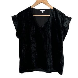 Tintoretto black crushed velvet flutter sleeve blouse size 36